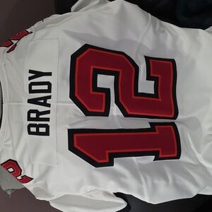 White and Red Brady Jersey Bucs Jersey